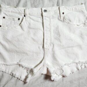 Levi Strauss Co 501 Women Jean Shorts White Size W34 White Denim Levi Shorts